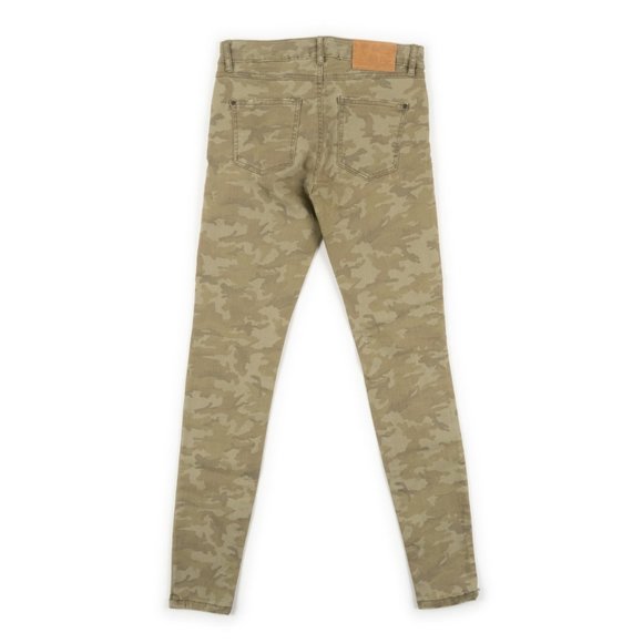 ZARA Basic Denim army green camo print distressed skinny jeans size 2 - Picture 3 of 10